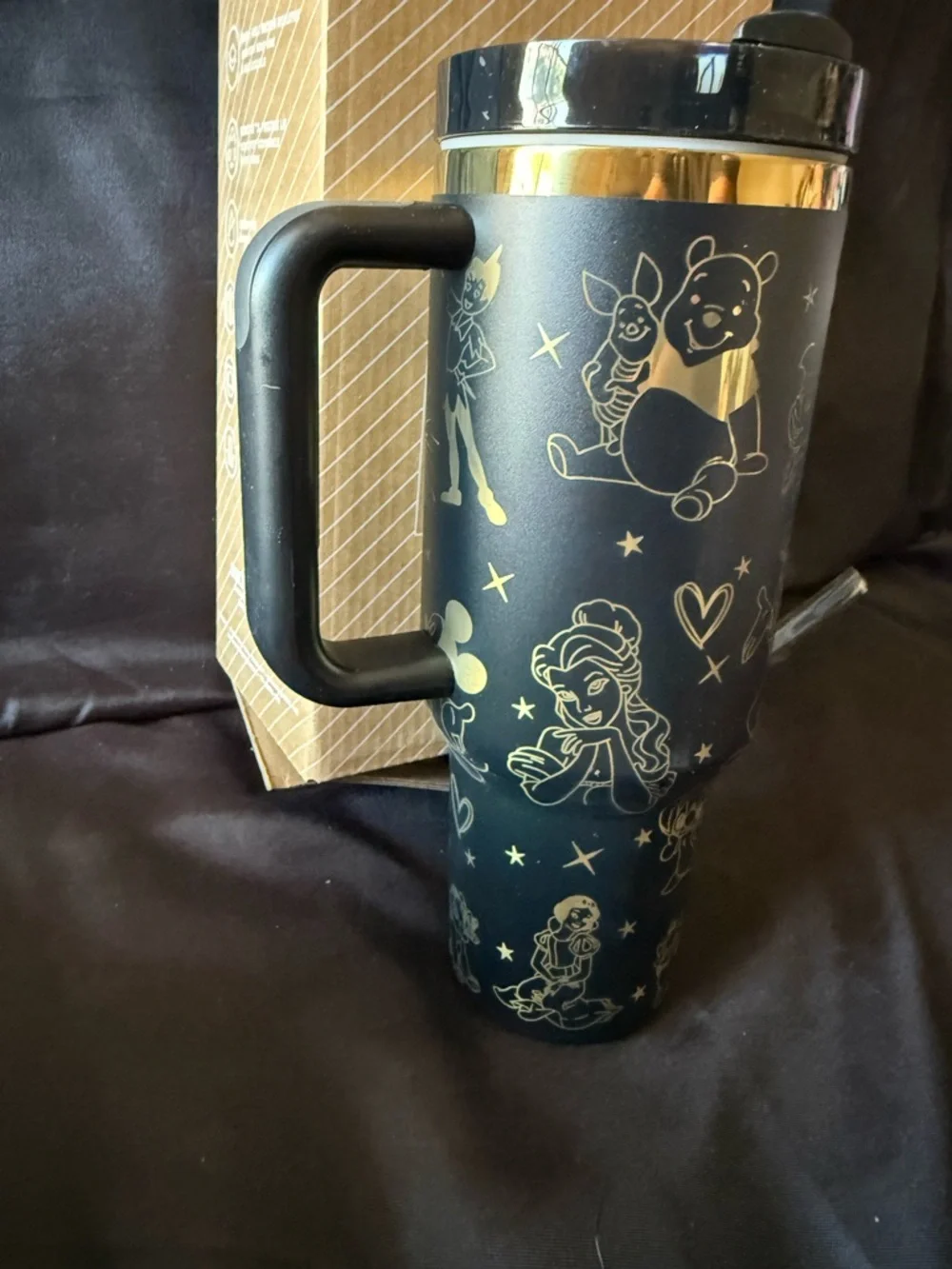 New Stanley 40oz Black & Gold Laser Engraved Disney Castle Stainless Tumbler - Picture 10 of 13